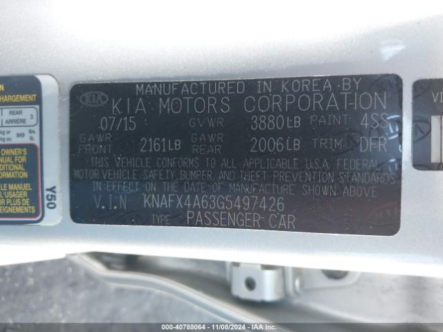 KNAFX4A63G5497426 KIA FORTE LX