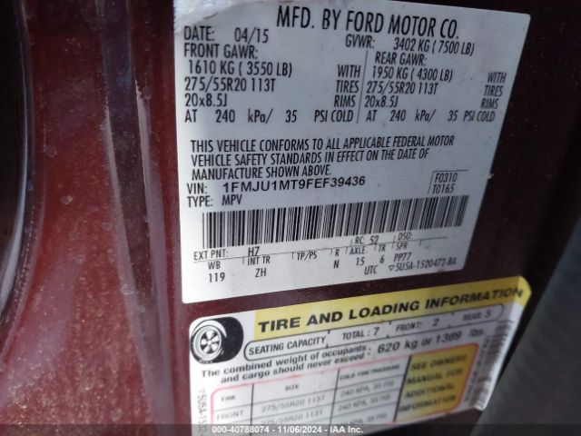 1FMJU1MT9FEF39436 Ford Expedition Platinum