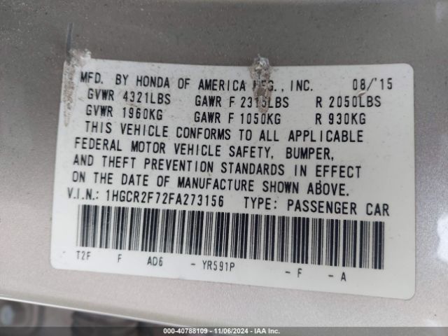 1HGCR2F72FA273156 Honda ACCORD EX