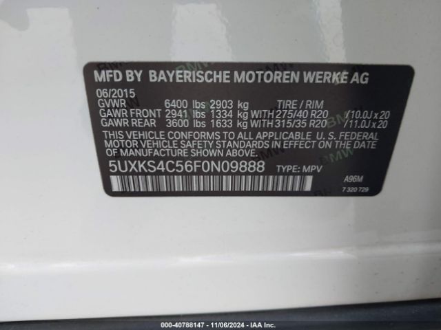 5UXKS4C56F0N09888 BMW X5 Xdrive35d