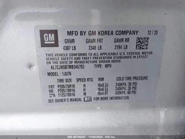 KL7CJNSB7MB345703 Chevrolet Trax Awd Ls