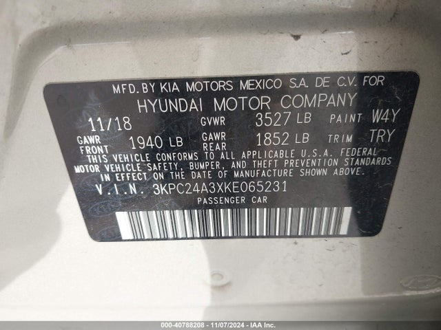 3KPC24A3XKE065231 Hyundai ACCENT SE