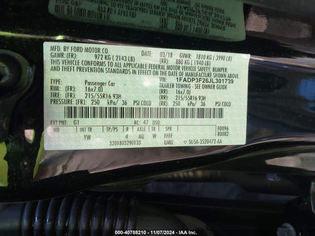 Ford FOCUS SE 2018 1FADP3F26JL301739 Image 9