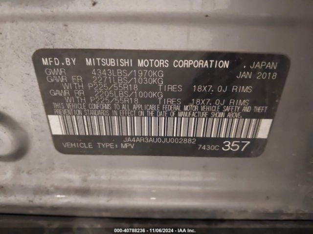 JA4AR3AU0JU002882 Mitsubishi Outlander Sport 2.0 Es