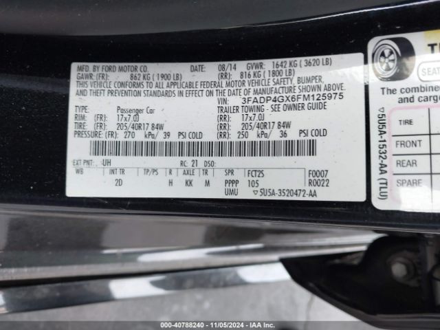3FADP4GX6FM125975 Ford FIESTA ST