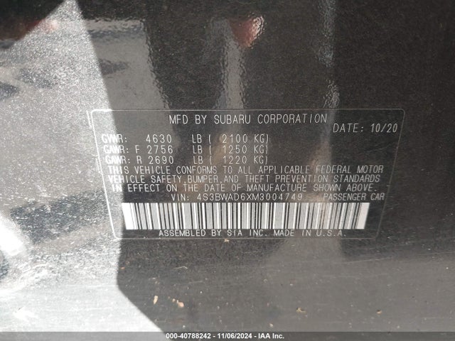 4S3BWAD6XM3004749 Subaru Legacy Premium