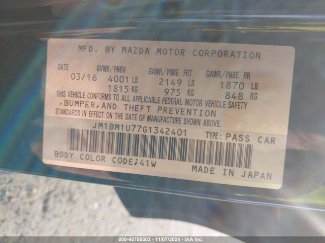JM1BM1U77G1342401 Mazda Mazda3 I Sport