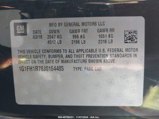 1G1FH1R78J0164485 Chevrolet CAMARO 2SS