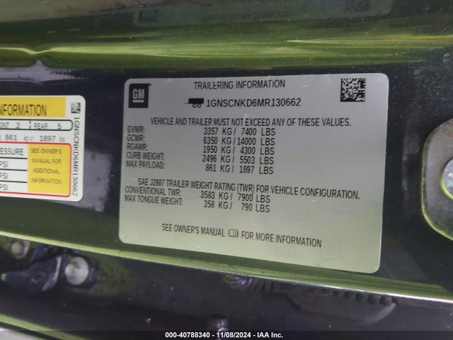 Chevrolet Tahoe 2wd Lt 2021 1GNSCNKD6MR130662 Image 9
