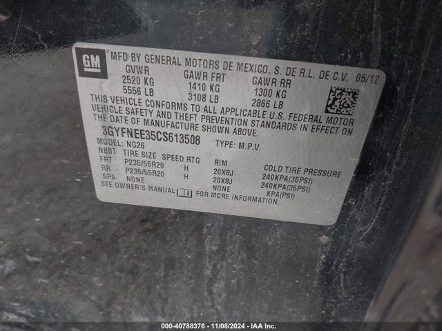 2012 CADILLAC SRX 3GYFNEE35CS613508 Photo 8