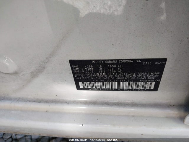 Subaru Impreza 2.0i Premium 2019 4S3GTAD67K3740303 Image 9