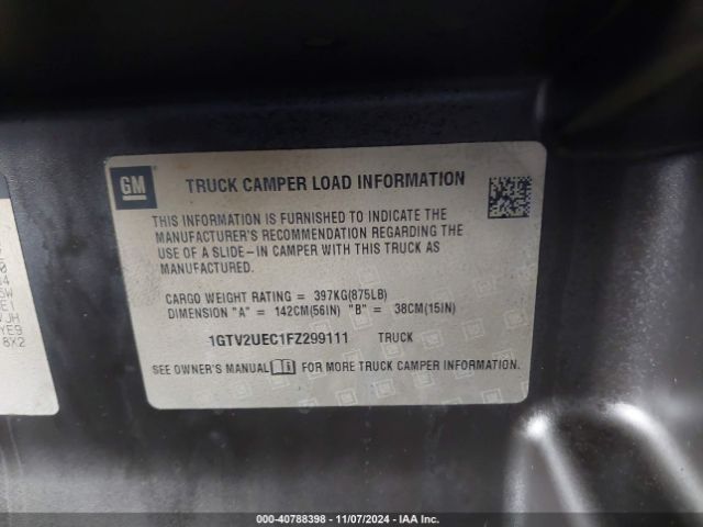 1GTV2UEC1FZ299111 GMC Sierra 1500 Sle