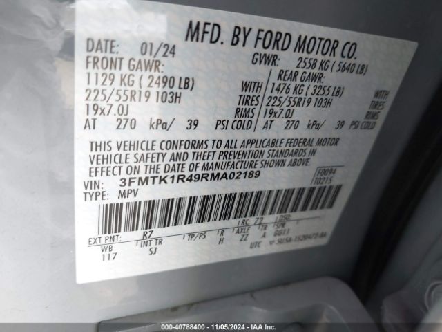 3FMTK1R49RMA02189 Ford Mustang Mach-e Select