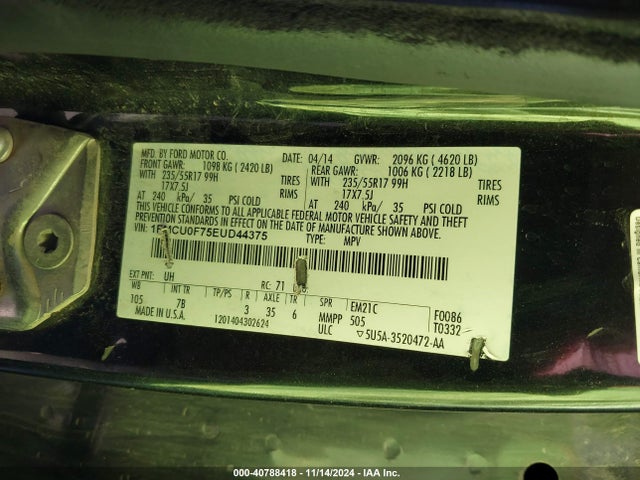 1FMCU0F75EUD44375 Ford 2014