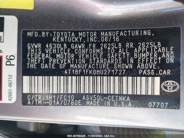 Toyota CAMRY LE 2017 4T1BF1FK0HU271727 Image 9
