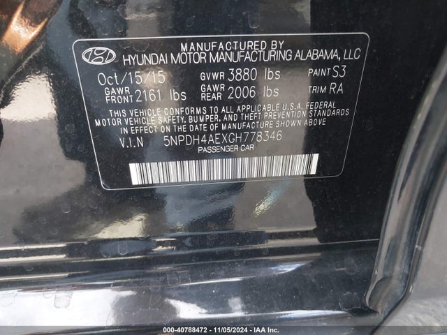 Hyundai ELANTRA SE 2016 5NPDH4AEXGH778346 Image 9