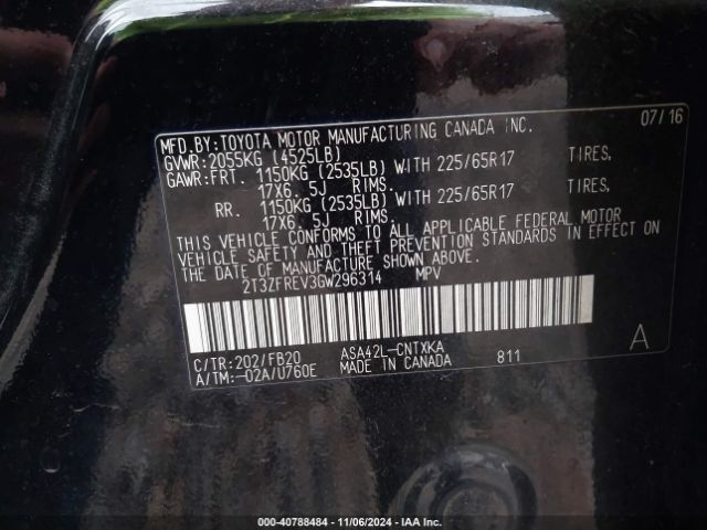 2T3ZFREV3GW296314 Toyota RAV4 LE