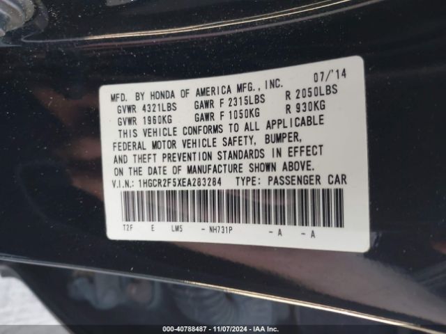 1HGCR2F5XEA283284 Honda Accord Sport