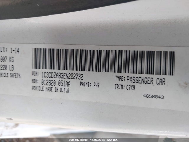 1C3CDZAB3EN222732 Dodge AVENGER SE