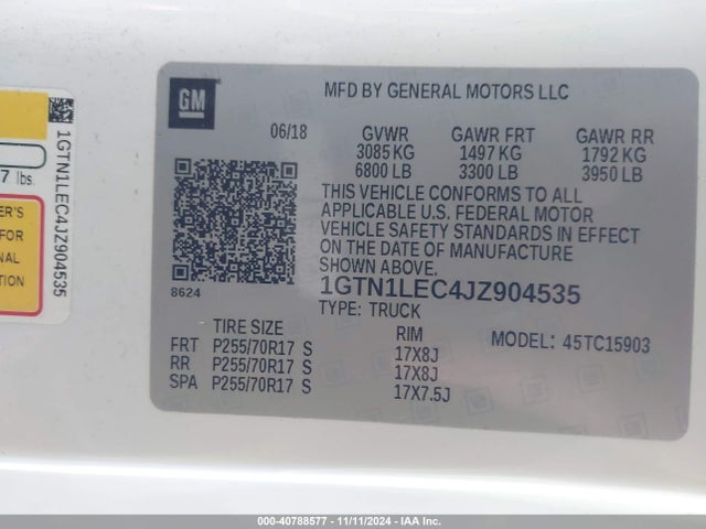 1GTN1LEC4JZ904535 GMC SIERRA 1500
