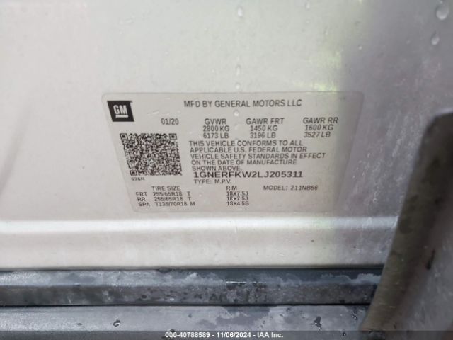 1GNERFKW2LJ205311 Chevrolet Traverse Fwd Ls
