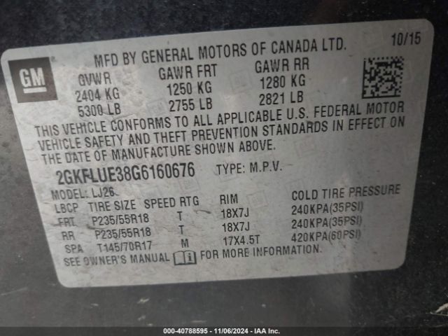 2GKFLUE38G6160676 GMC Terrain Slt