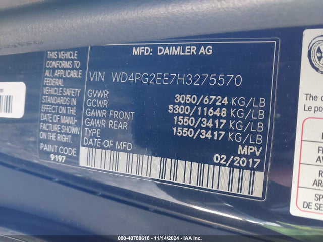 WD4PG2EE7H3275570 Mercedes-Benz Metris