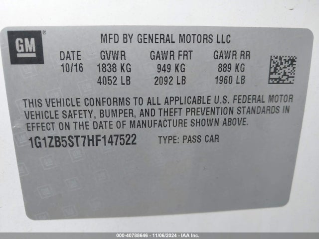 1G1ZB5ST7HF147522 Chevrolet MALIBU LS