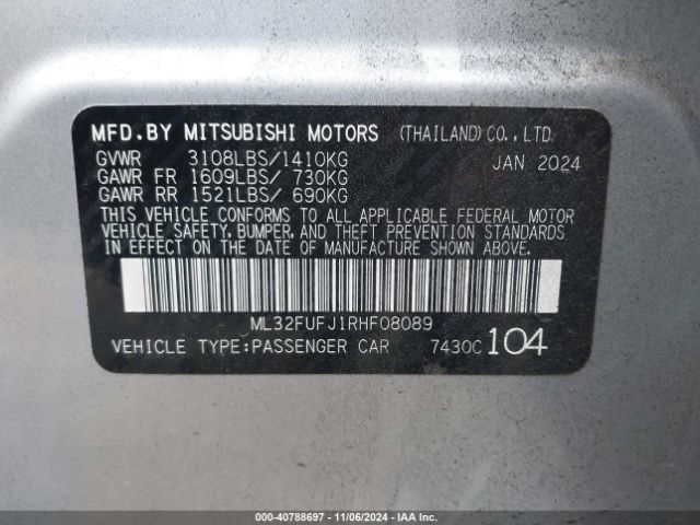 2024 MITSUBISHI MIRAGE G4 ML32FUFJ1RHF08089 Photo 8