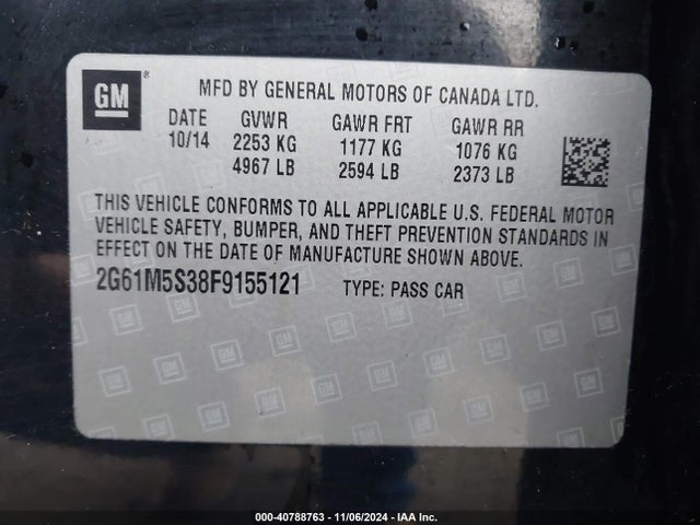 2015 CADILLAC XTS 2G61M5S38F9155121 Photo 8