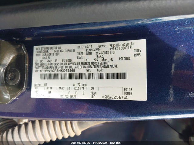 Ford F-150 Lariat 2017 1FTEW1CP5HKD73568 Image 9