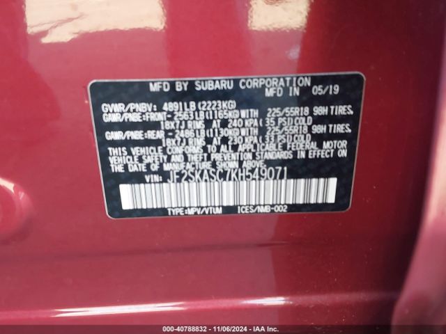 JF2SKASC7KH549071 Subaru Forester Limited