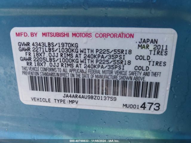 2011 MITSUBISHI OUTLANDER SPORT JA4AR4AU9BZ013759 Photo 8