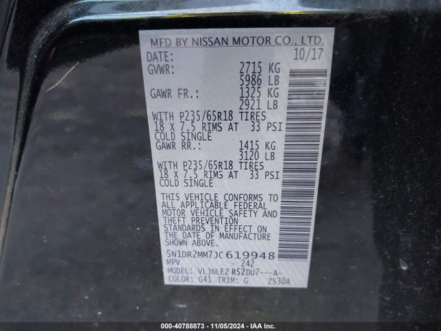 Nissan Pathfinder Sv 2018 5N1DR2MM7JC619948 Image 9