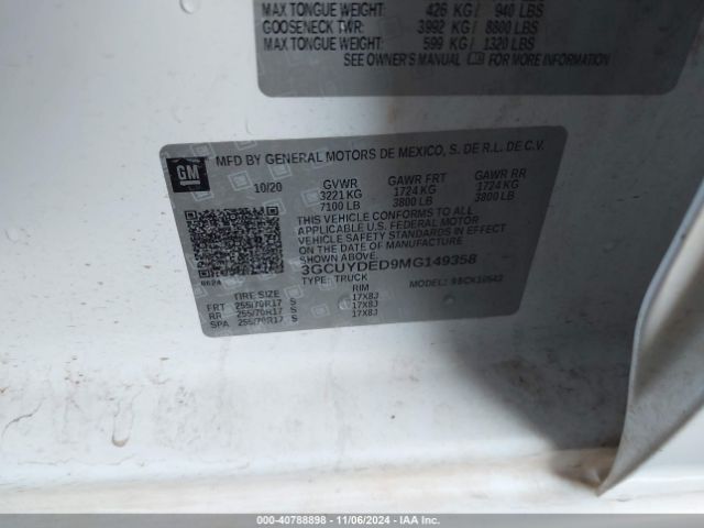3GCUYDED9MG149358 Chevrolet Silverado 1500 4wd  Short Bed Lt