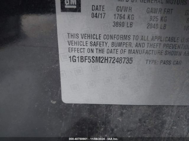 1G1BF5SM2H7248735 Chevrolet Cruze Premier Auto