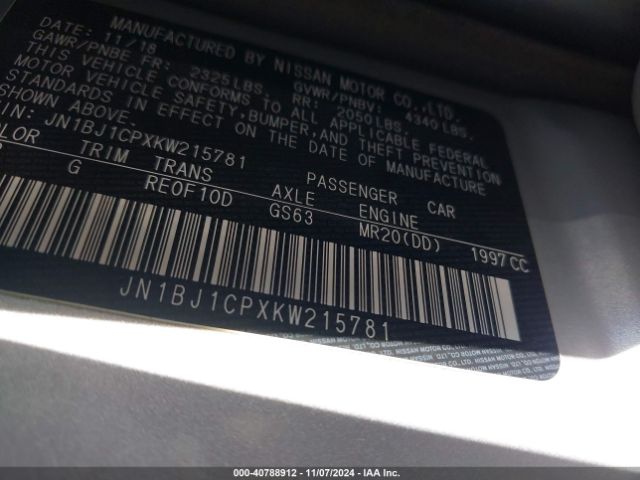 JN1BJ1CPXKW215781 Nissan Rogue Sport S