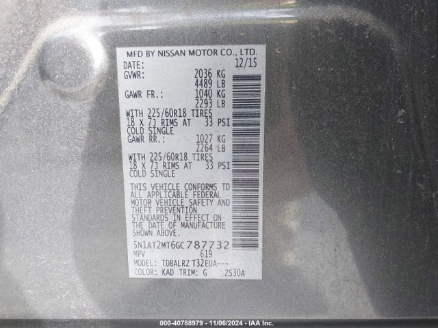 Nissan Rogue Sl 2016 5N1AT2MT6GC787732 Image 9
