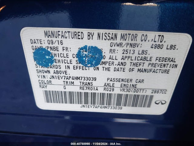 JN1EV7AP4HM733039 Infiniti Q50 3.0t Sport
