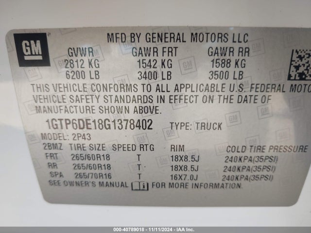1GTP6DE18G1378402 GMC CANYON SLT