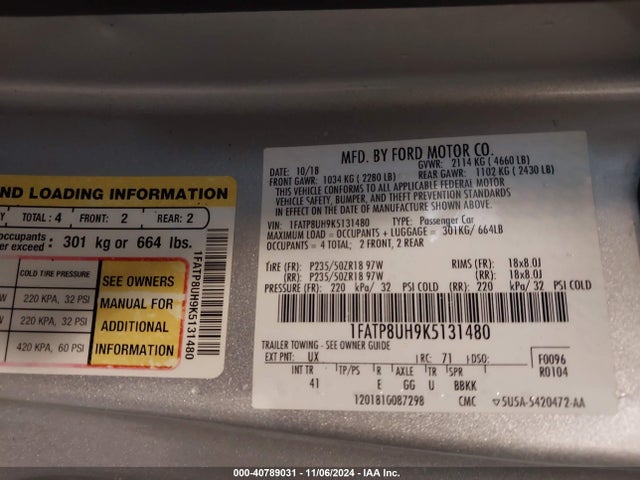 Ford Mustang Ecoboost Premium 2019 1FATP8UH9K5131480 Image 9