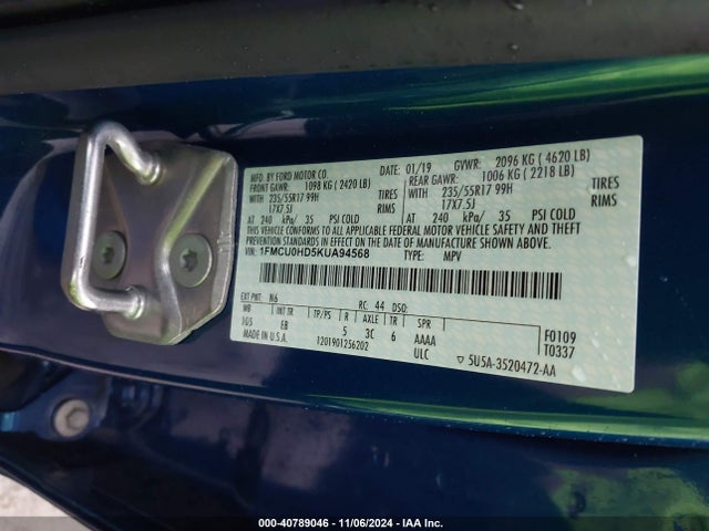 Ford ESCAPE SEL 2019 1FMCU0HD5KUA94568 Image 9