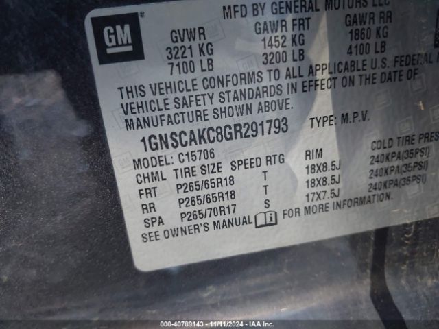 1GNSCAKC8GR291793 Chevrolet Tahoe Ls