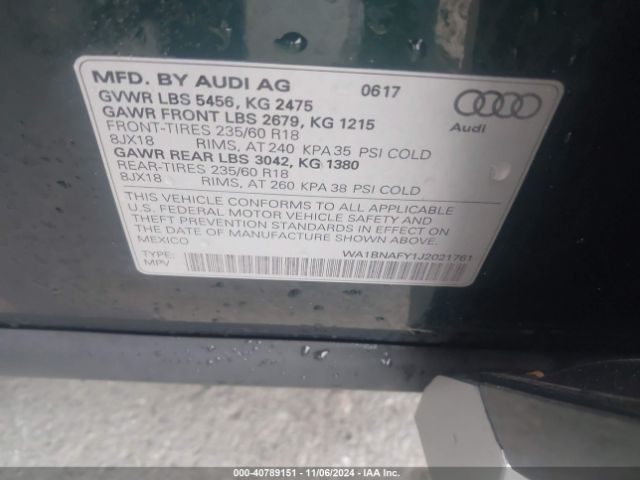WA1BNAFY1J2021761 Audi Q5 2.0t Premium/2.0t Tech Premium
