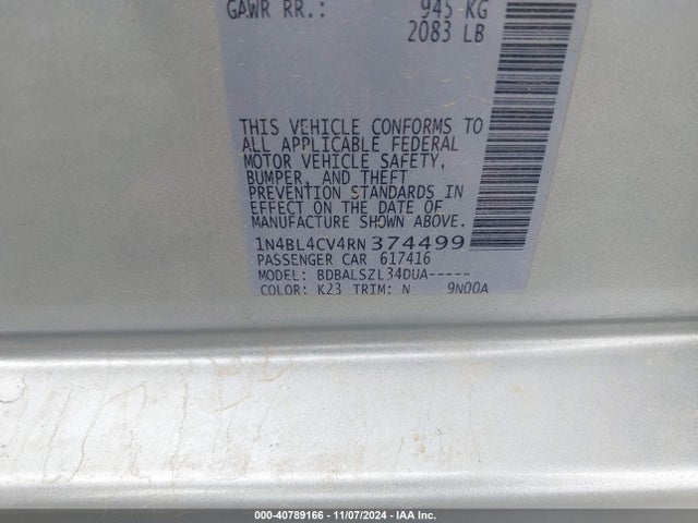 Nissan Altima Sr Fwd 2024 1N4BL4CV4RN374499 Image 9