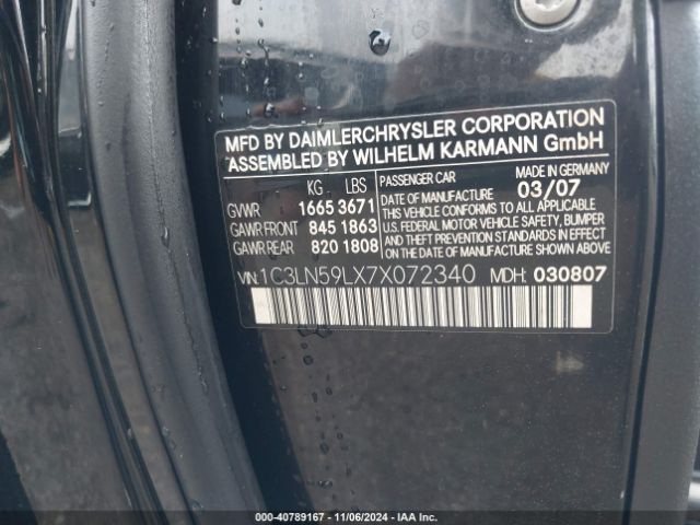 2007 CHRYSLER CROSSFIRE 1C3LN59LX7X072340 Photo 8