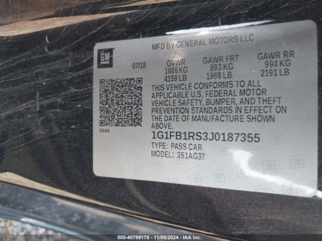1G1FB1RS3J0187355 Chevrolet Camaro 1lt