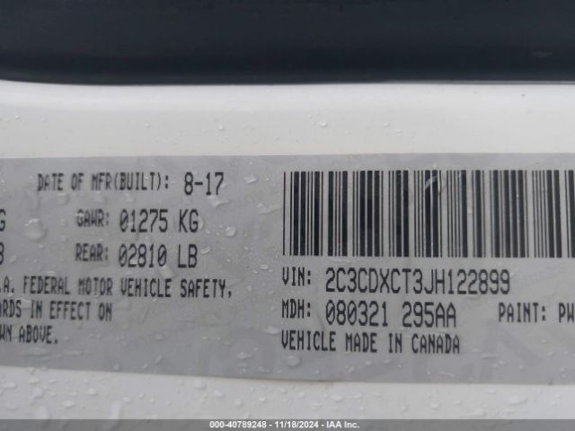 2C3CDXCT3JH122899 Dodge Charger R/t Rwd