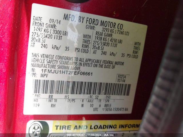 Ford Expedition King Ranch 2015 1FMJU1HT2FEF06661 Image 9