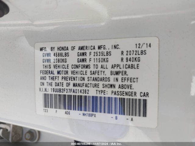 19UUB2F37FA014362 Acura Tlx V6